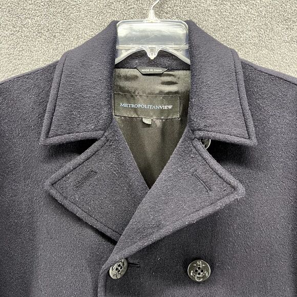 METROPOLITAN VIEW‎ Coat Mens Large Navy Blue - Picture 4 of 16